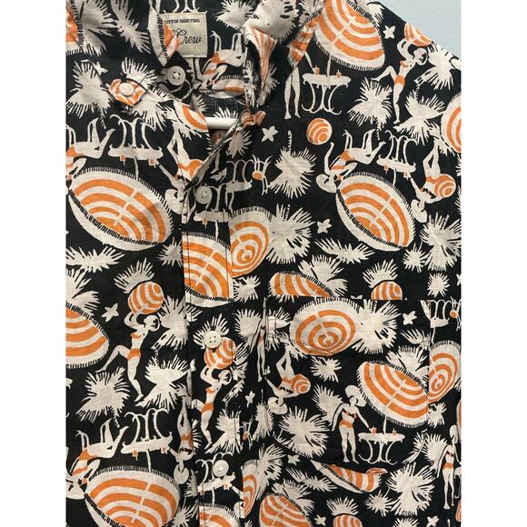 J.crew Mens Classic Button Up Shirt Size Medium Black Beach Resort Vacation - Picture 2 of 8